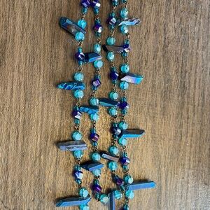 Blue Crystal Bead Layered Necklace